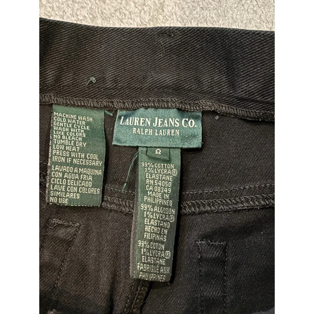 Lauren Ralph Lauren Black Straight Leg High Rise Jeans Womens 8 Cotton Blend